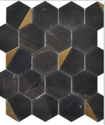 Roca Rockart Hexagon Nero Marquina 12 x 13 Marble Mosaic